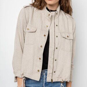 Rails White/Cream Cheetah Print Collins Utility Jacket Size Small